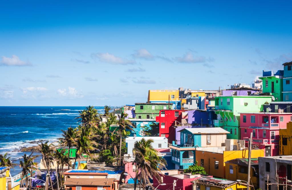 Colorful houses on the coast of Puerto Rico.